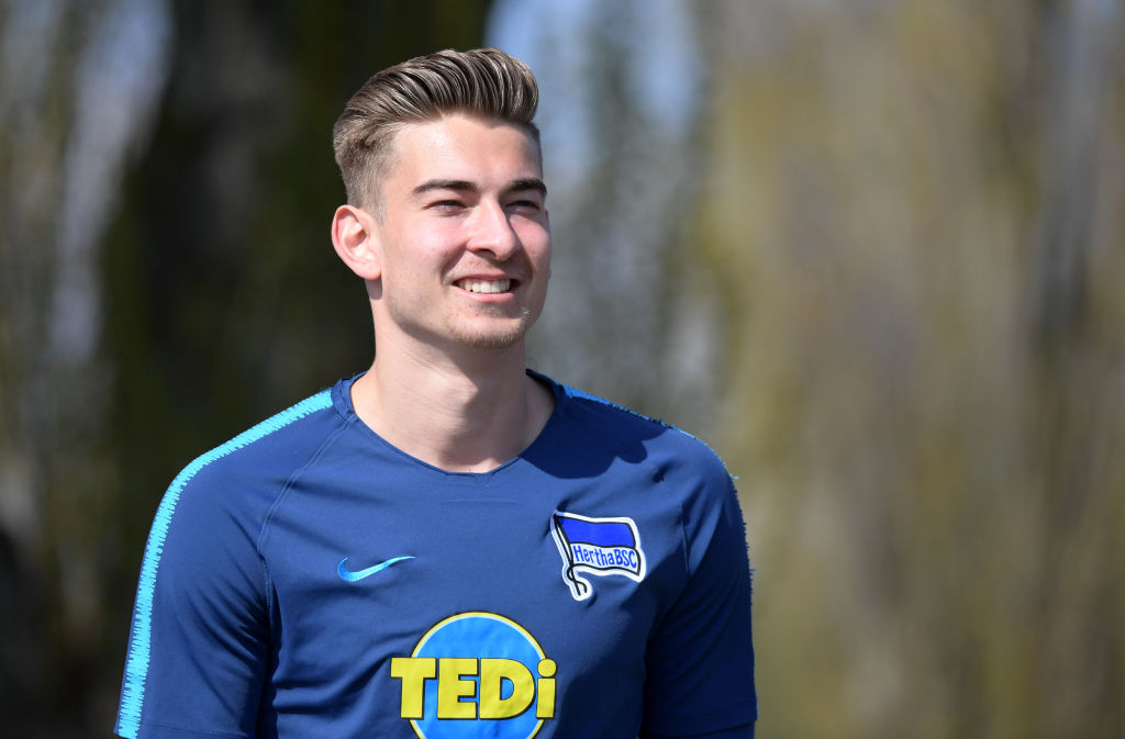 BERLIN, GERMANY - APRIL 09: Jonathan Klinsmann of Hertha BSC before the Training at the Schenkendorfplatz on april 9, 2019 in Berlin, Germany. (Fot...
