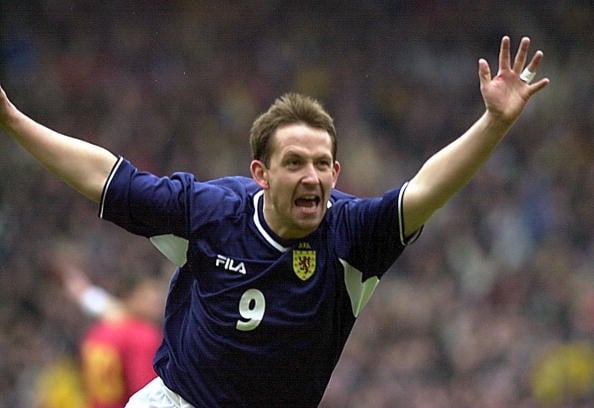 24 Mar 2001:  Billy Dodds of Scotland celebrates scoring during the match between Scotland and Belgium in the World Cup Qualifying Group 6 at Hampd...
