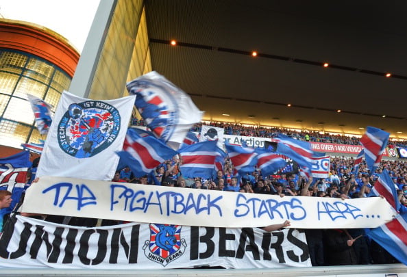 GLASGOW, SCOTLAND -  AUGUST 07: A general view of fans during the Scottish Communities League Cup First Round Match between Glasgow Rangers and Eas...