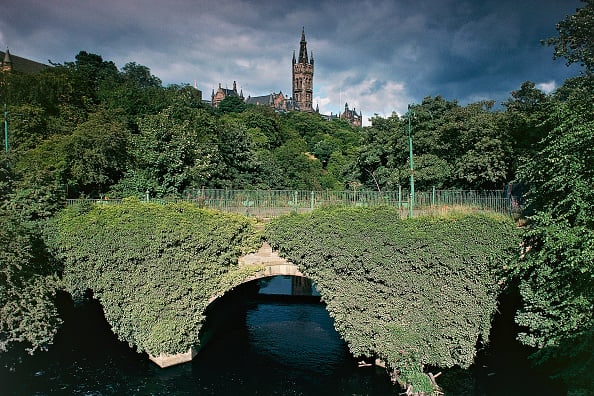 Bridge over the Kelvin river, Kelvingrove Park, Glasgow, Scotland, United Kingdom.
