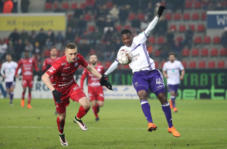 20180303 - Waregem , Belgium / Zulte Waregem v Rsc Anderlecht / "nTimothy DERIJCK - Francis AMUZU"nFootball Jupiler Pro League 2017 - 2018 Matchday...