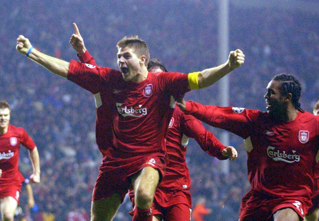 Liverpool's Steven Gerard celebrates sco