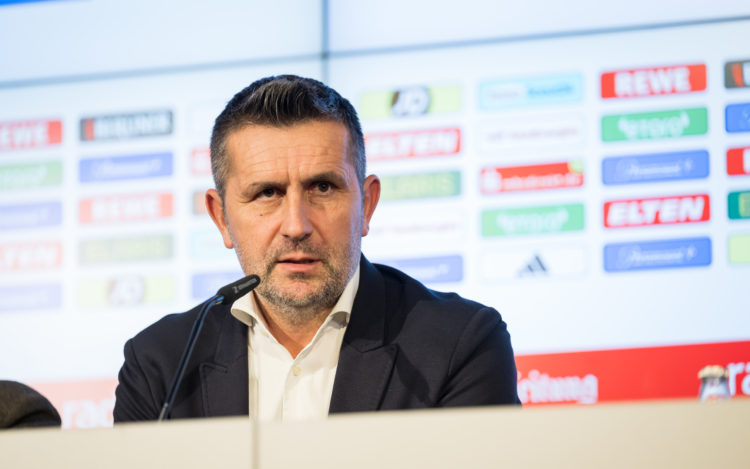 BERLIN, GERMANY - NOVEMBER 26: Coach Nenad Bjelica of 1. FC Union Berlin speaks during the press conference on November 26, 2023 in Berlin, Germany...