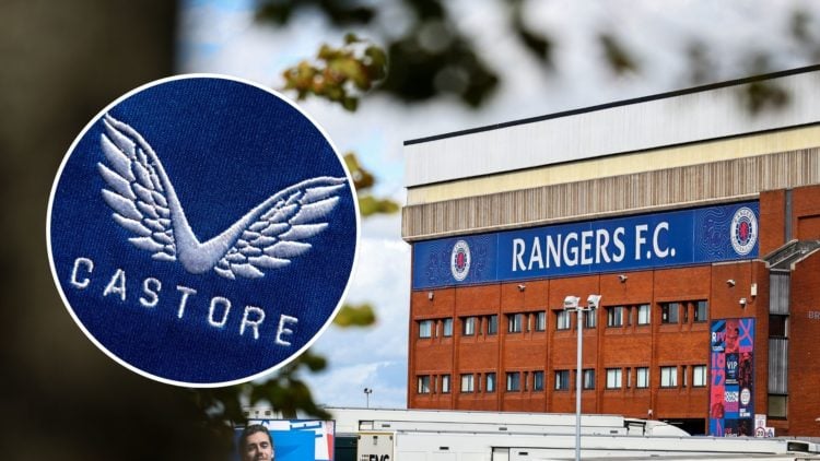 A general external view of Ibrox, home stadium of Rangers during the UEFA Champions Qualifying Play-Off First Leg match between Rangers and PSV Ein...