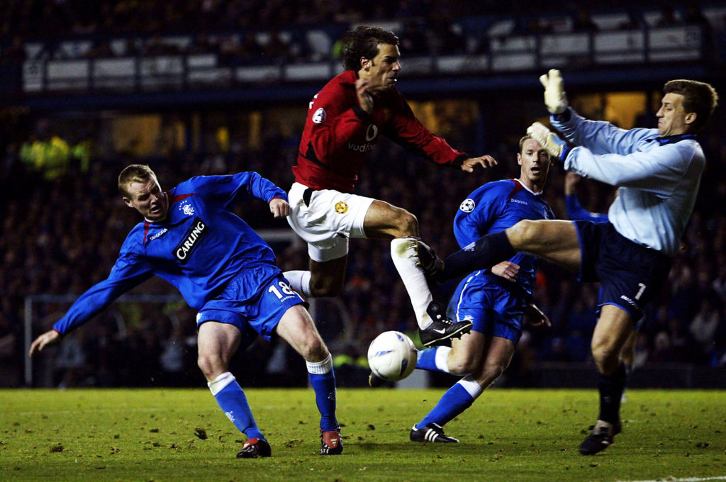 Stefan Klos and Ruud Van Nistelrooy