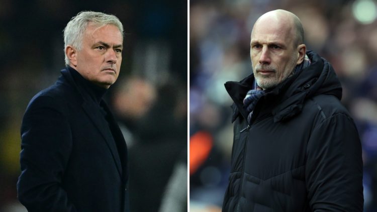 Split image of Rangers manager Philippe Clement during the Scottish Gas Scottish Cup match, and Jose Mourinho of Fenerbahce following the Turkish S...