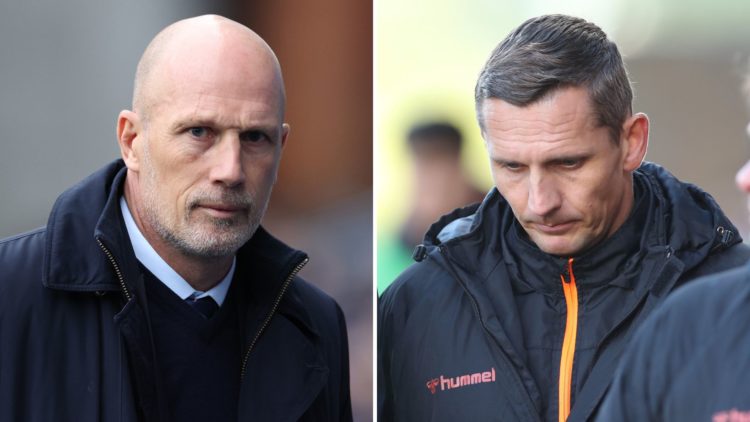 Split image of Philippe Clement and Peter Lovenkrands.