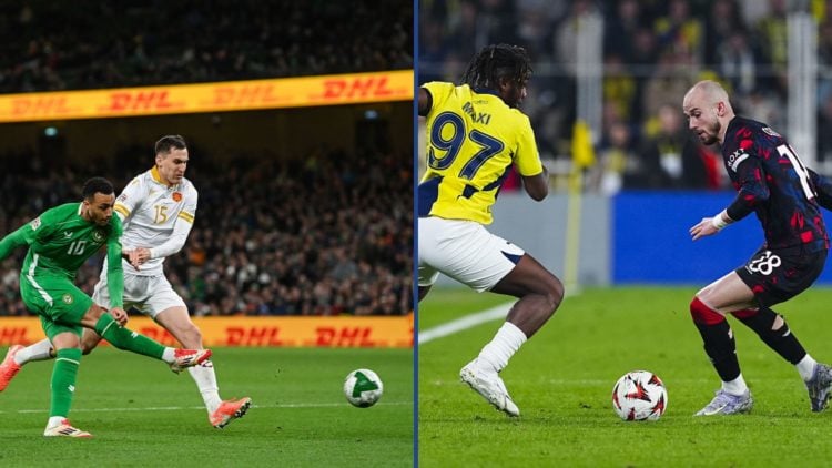 Two way split image of Adam Idah (L) and Vaclav Cerny (R)
