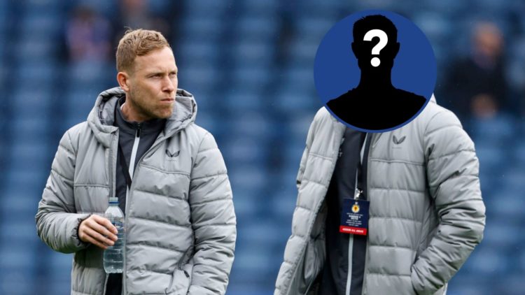 Scott Arfield and a mystery man at Ibrox
