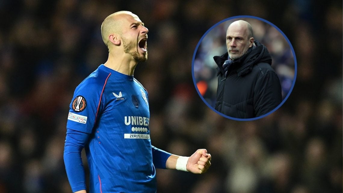 Main image, Rangers' Vaclav Cerny celebrates scoring in a penalty shootout during the UEFA Europa League 2024/25 Round of 16 Second Leg match betwe...