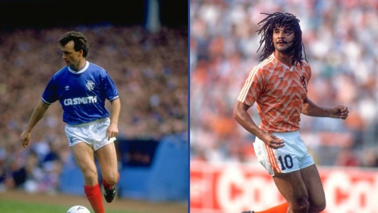 Split image of Rangers legend Davie Cooper and Dutch icon Ruud Gullit.