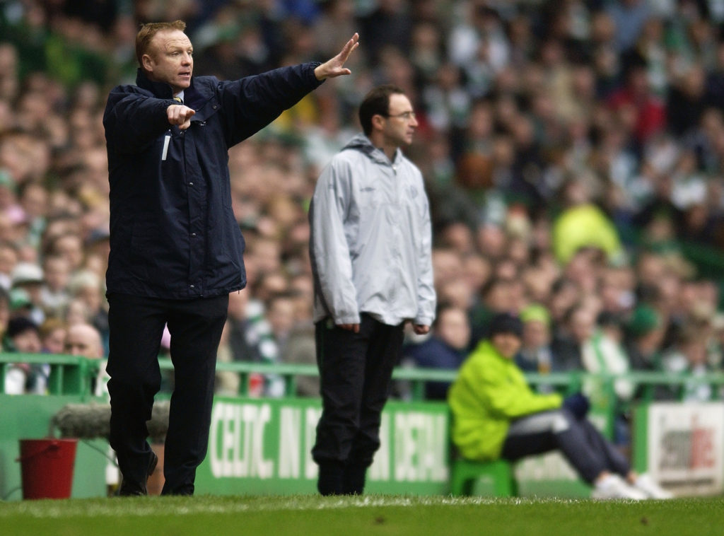 Rangers manager Alex McLeish gives orders to his players