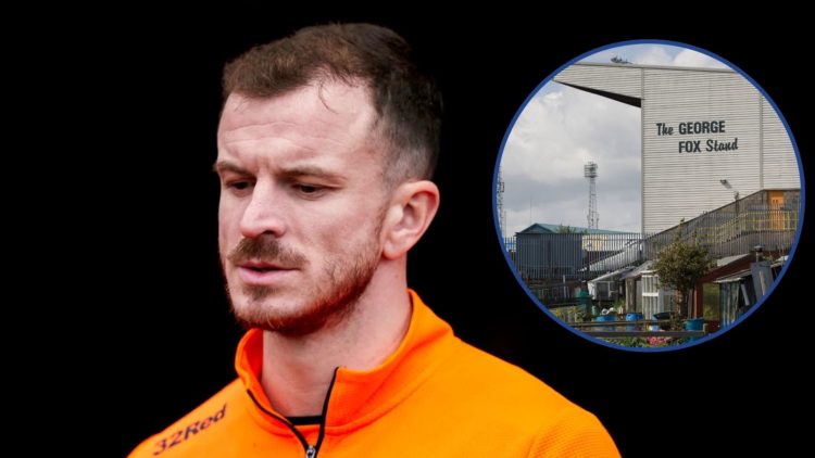 Picture of Andy Halliday with inset of Dens Park.