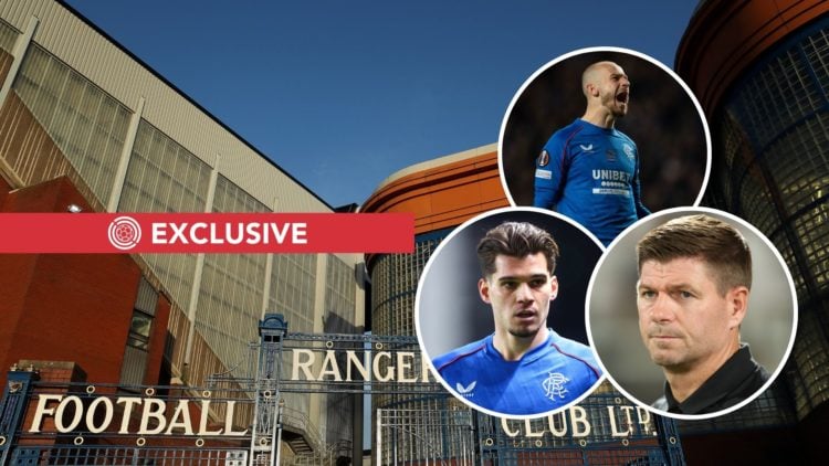Image of a general view outside Ibrox Stadium is seen prior to the UEFA Champions League group A match between Rangers FC and Liverpool FC at Ibrox...