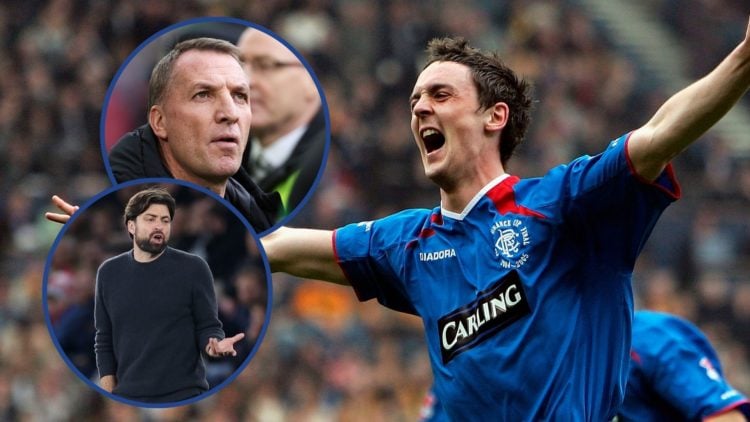 Main image, Maurice Ross of Rangers celebrates scoring the opening goal during the Scottish CIS Insurance Cup Cup Final match between Rangers and M...