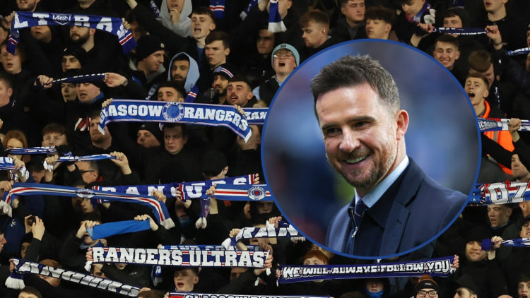 Rangers fans are seen during the UEFA Europa League 2024/25 League Phase MD8 match between Rangers FC and R. Union Saint-Gilloise at Ibrox Stadium ...
