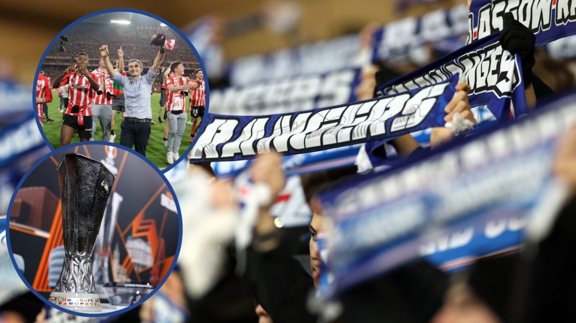 Main image, Rangers fans are seen during the William Hill Premiership match between Rangers FC and Ross County FC at Ibrox Stadium on February 02, ...