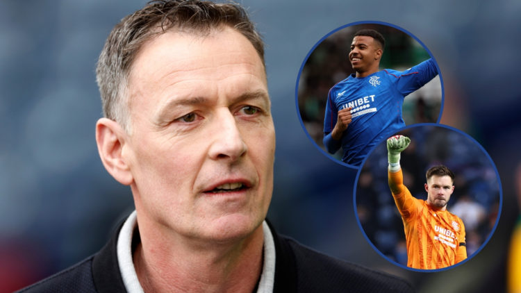 Chris Sutton, former professional footballer and football pundit, with two insets featuring Hamza Igamane and Jack Butland.
