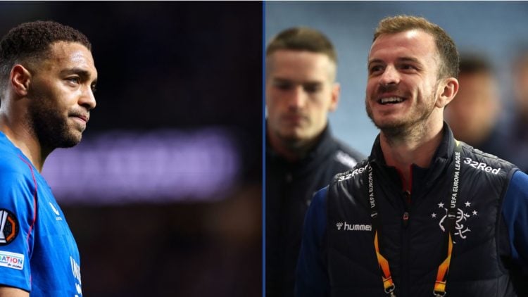 Split image of Cyriel Dessers (L) and Andy Halliday (R).