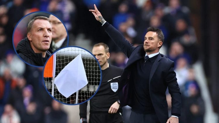 Image of Barry Ferguson with insets of a white flag and Brendan Rodgers.
