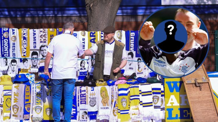 Image of Leeds United fans with obscured profile of DaMarcus Beasley.