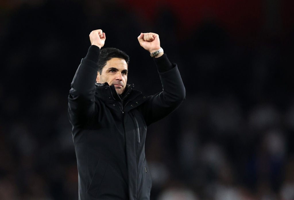 Mikel Arteta celebrates an Arsenal win.