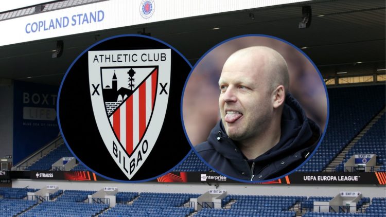 Steven Naismith and Athletic Club badge with Ibrox background