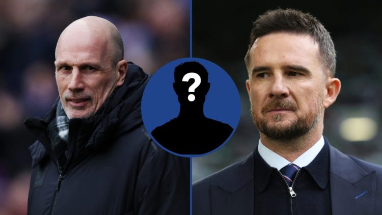 Split image of Barry Ferguson and Philippe Clement with mystery player inset.