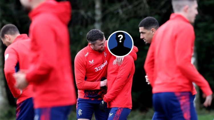 Obscured image of Tom Lawrence training alongside John Souttar.