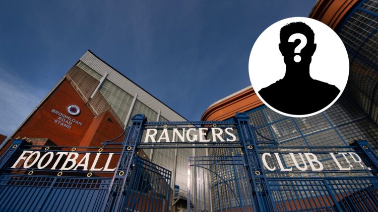 Image of Ibrox with inset (R) of mystery players.