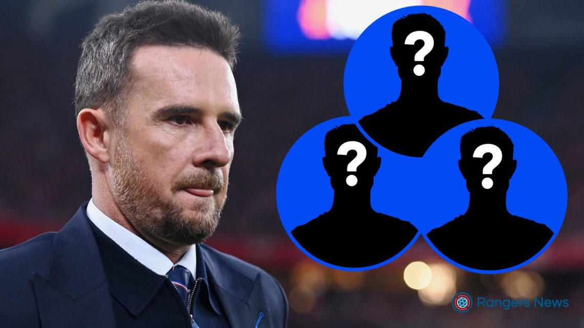 Barry Ferguson looks on during Athletic de Bilbao v Rangers at the San Mames Stadium. Insets of three mystery players.