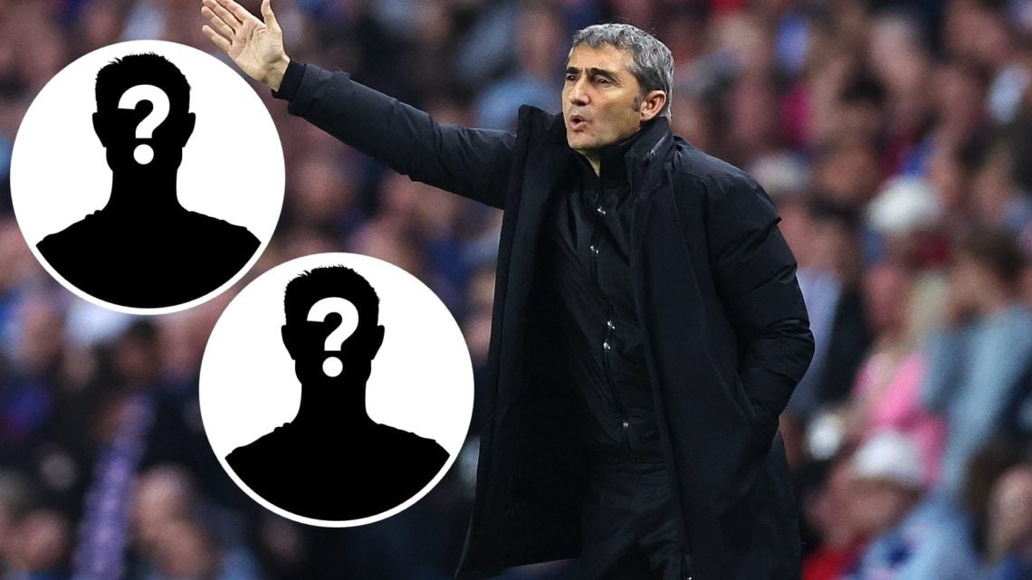 Image of Ernesto Valverde with two mystery player images (L)