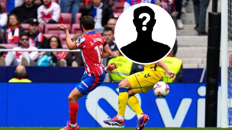 Image of Scott McKenna with mystery player inset (r) covering his face.