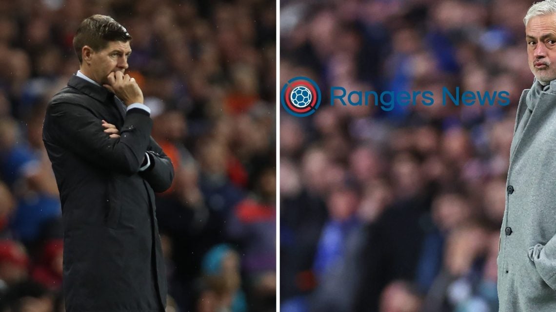 Split image of Steven Gerrard (L) and Jose Mourinho (R)