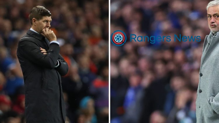 Split image of Steven Gerrard (L) and Jose Mourinho (R)