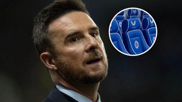 Image of Barry Ferguson with inset (R) of Rangers dugout