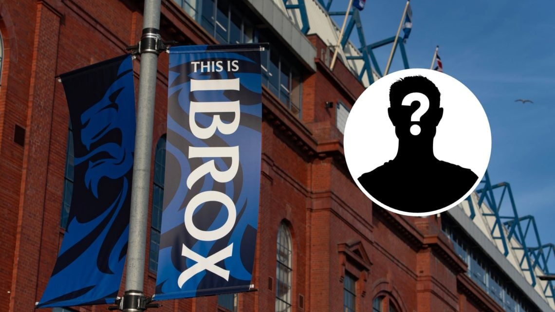 Image of Ibrox with inset (R) of mystery player.