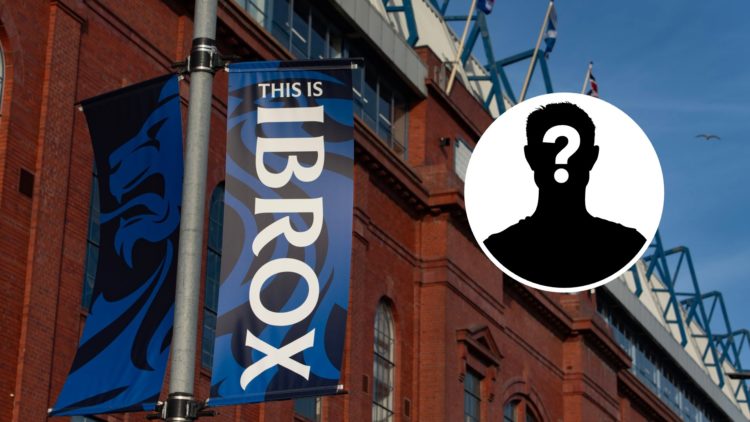 Image of Ibrox with inset (R) of mystery player.