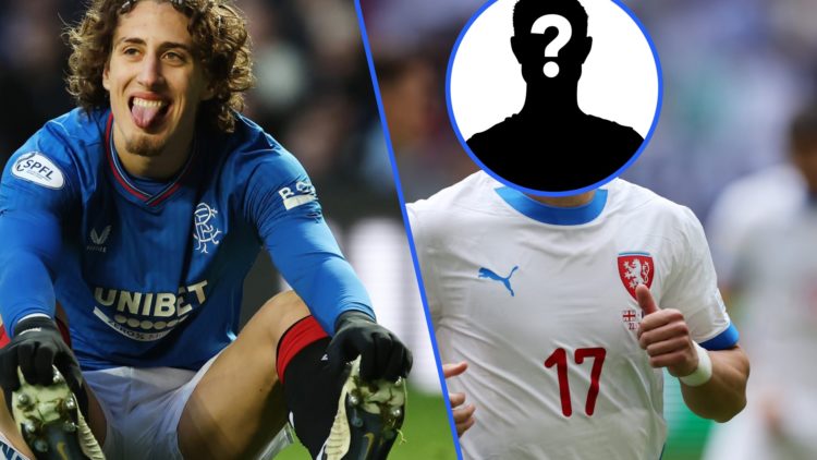 Split image of Fabio Silva whilst at Rangers (left) and an obscured image of Vaclav Cerny playing with the Czech Republic (right)