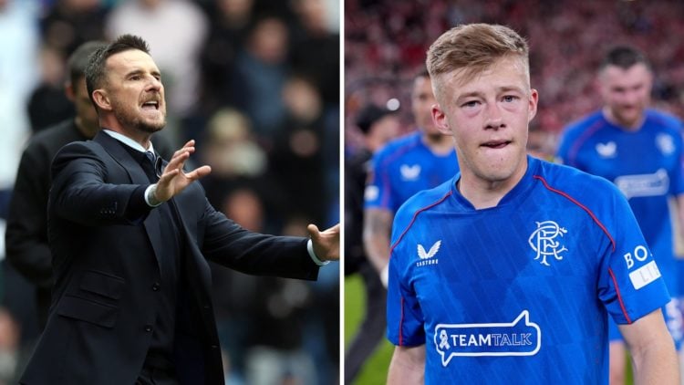 Split image of Barry Ferguson and Connor Barron (R).