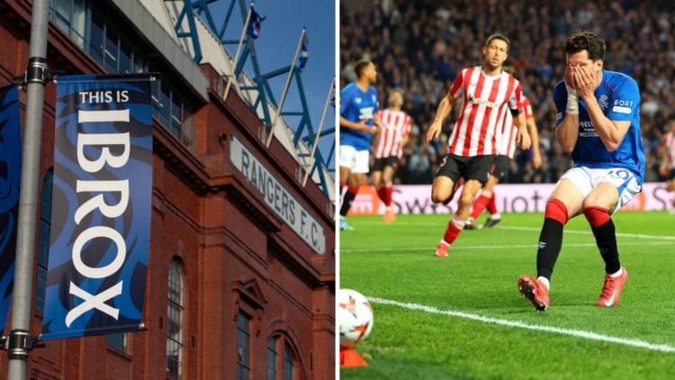 Split image of Ibrox (L) and Ianis Hagi (R).