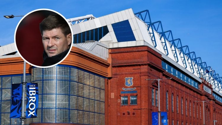Image of Ibrox with inset (L) of Steven Gerrard.
