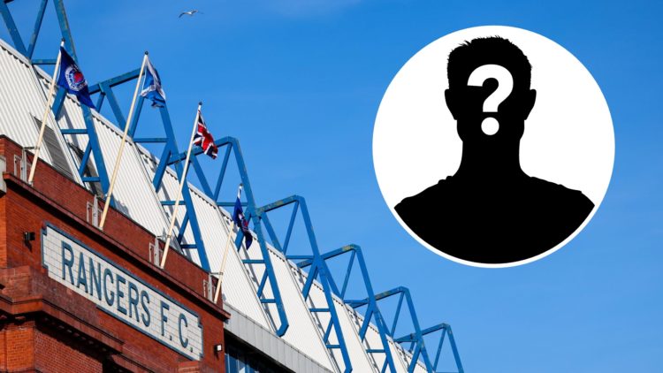 Image of Ibrox with inset (R) of mystery player.