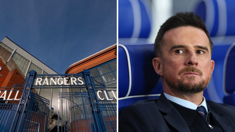 Split image of Ibrox (L) and Barry Ferguson (R).