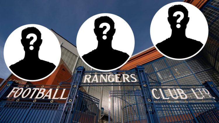 Image of Ibrox with three mystery players.