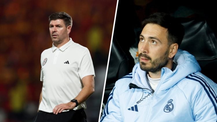 Split image of Steven Gerrard (left) and Davide Ancelotti (right)