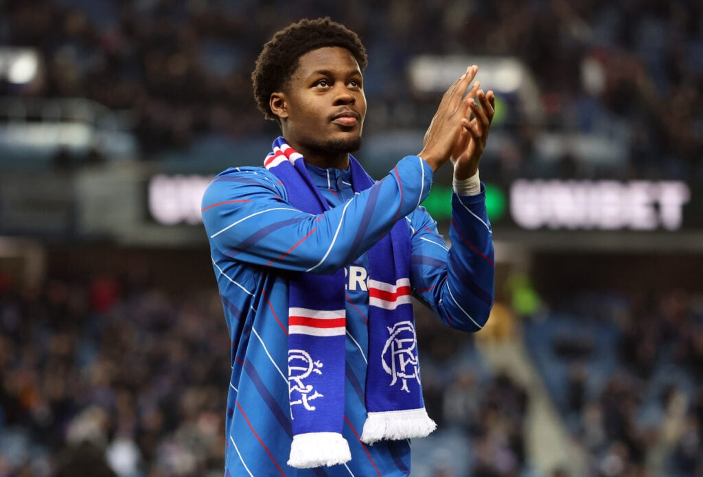Tochi Chukwuani waves to the Rangers fans.