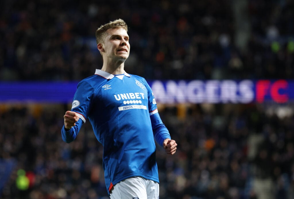 Oliver Antman celebrates a goal.