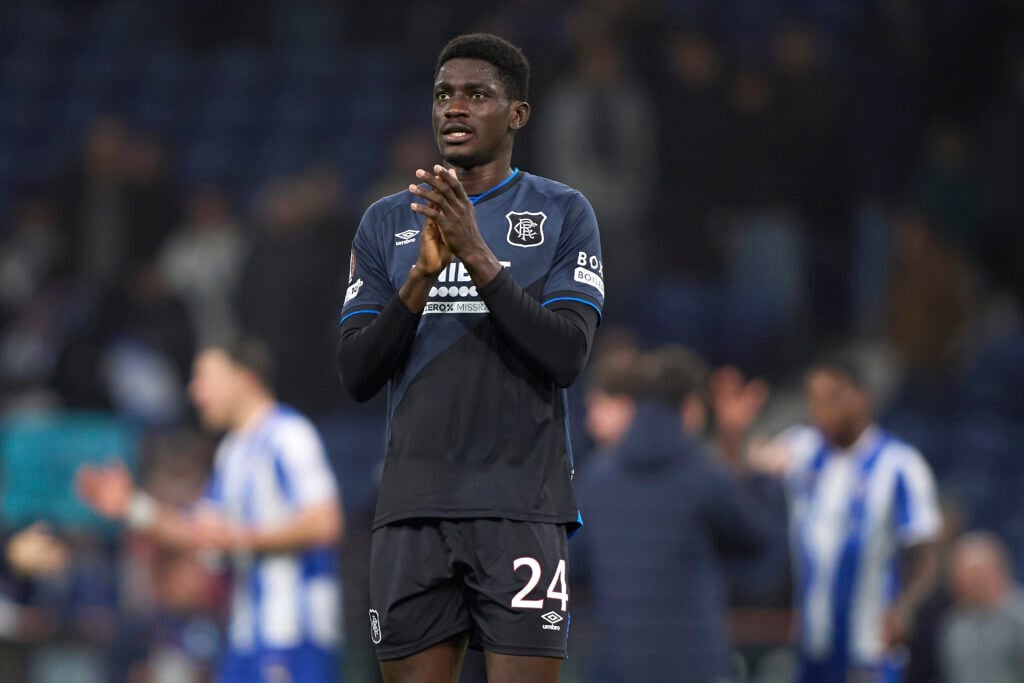 Nasser Djiga applauds the fans.