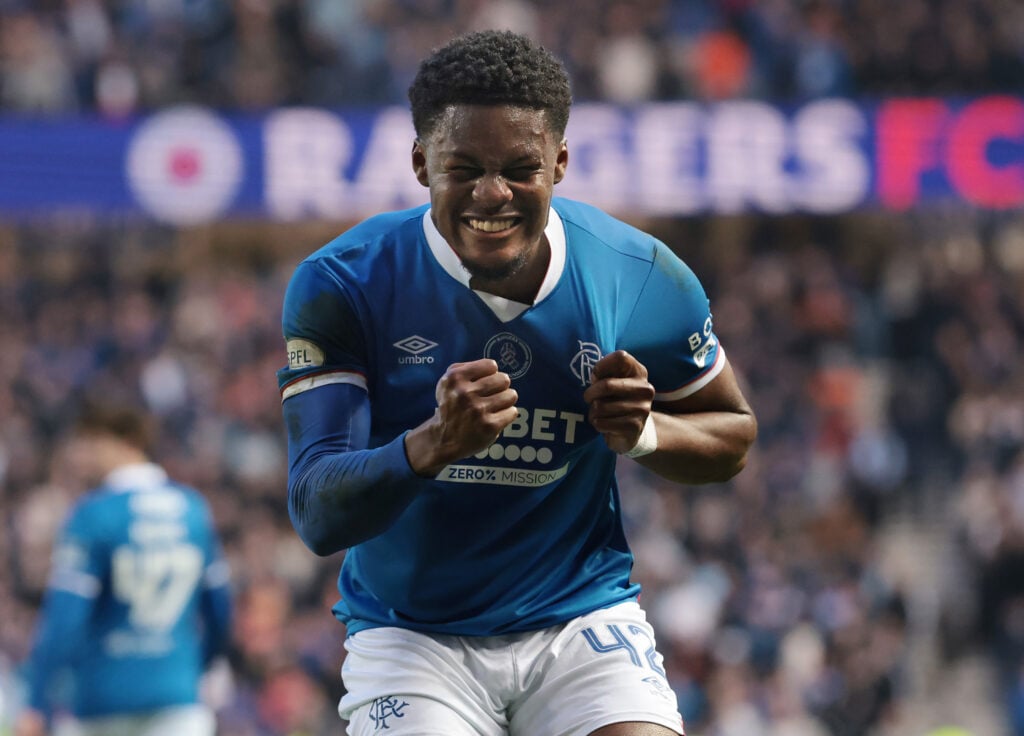 Tochi Chukwuani celebrating a goal.